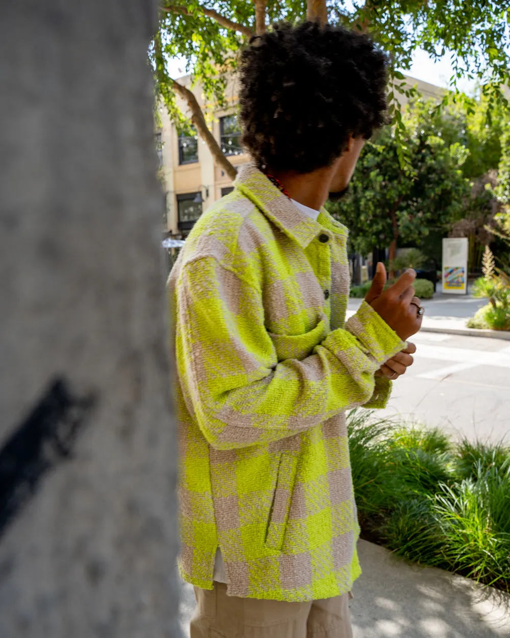 EPTM TWEED FLANNEL SHIRT- NEON GREEN