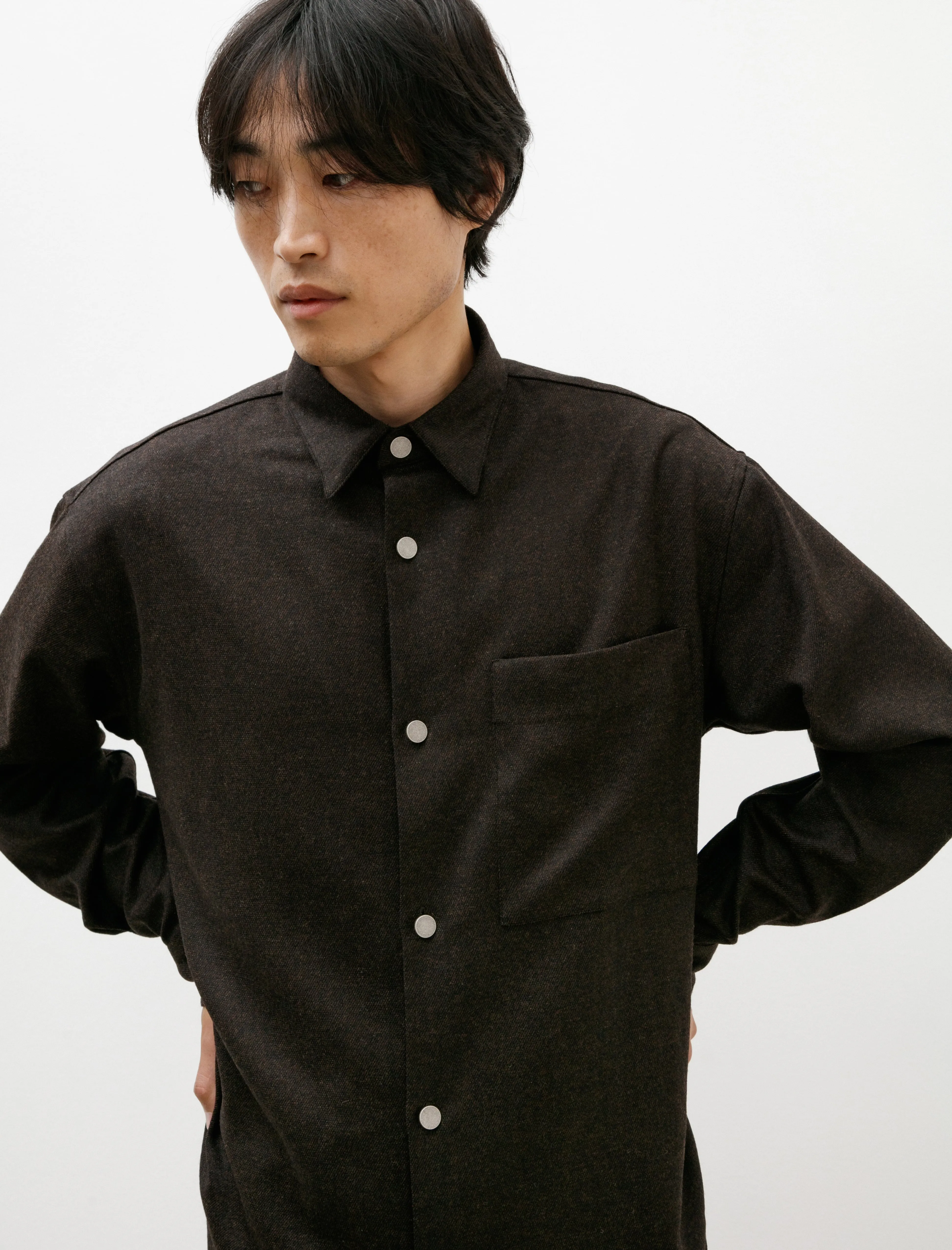 Eternal Shirt Fine Grained Tweed Chestnut