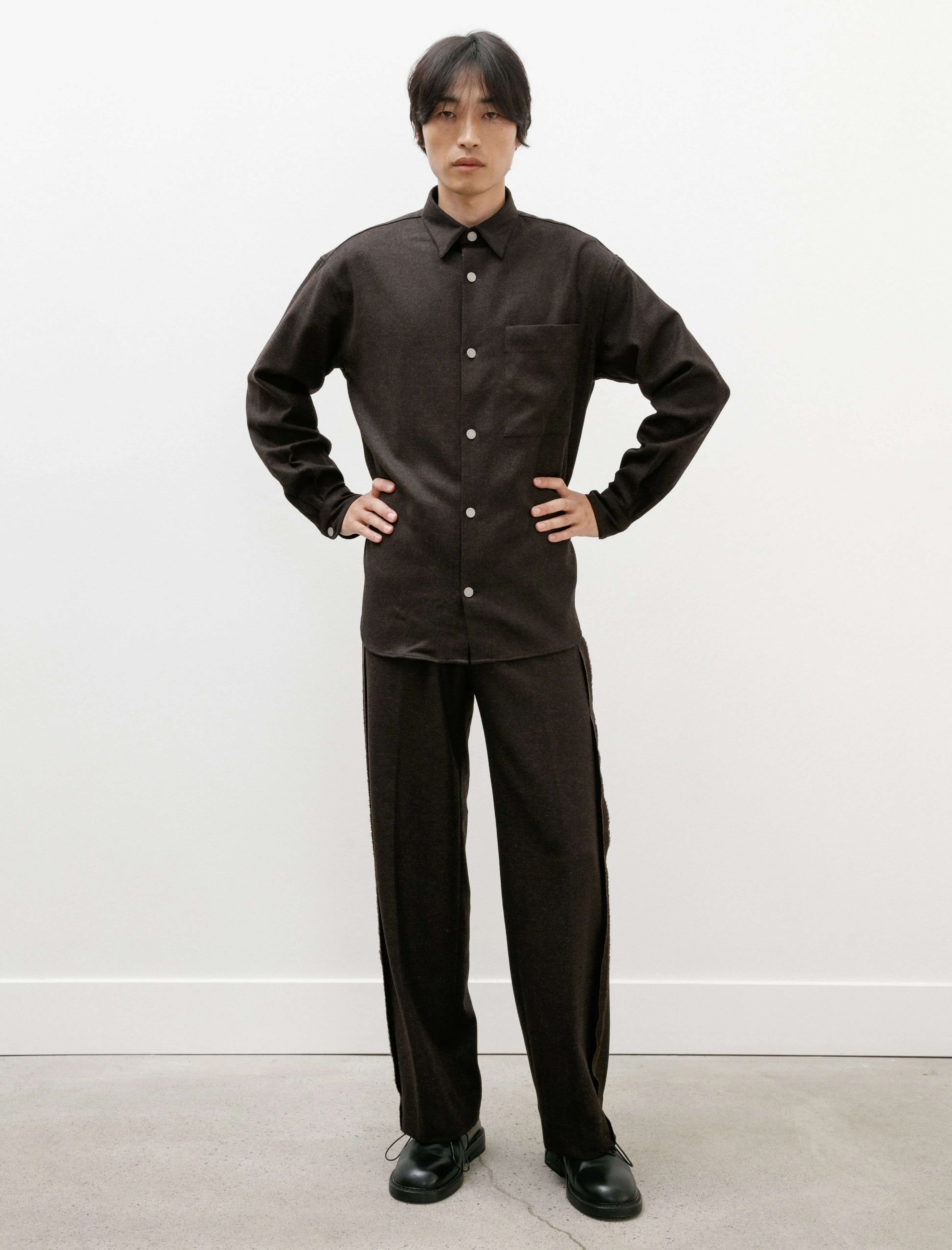 Eternal Shirt Fine Grained Tweed Chestnut
