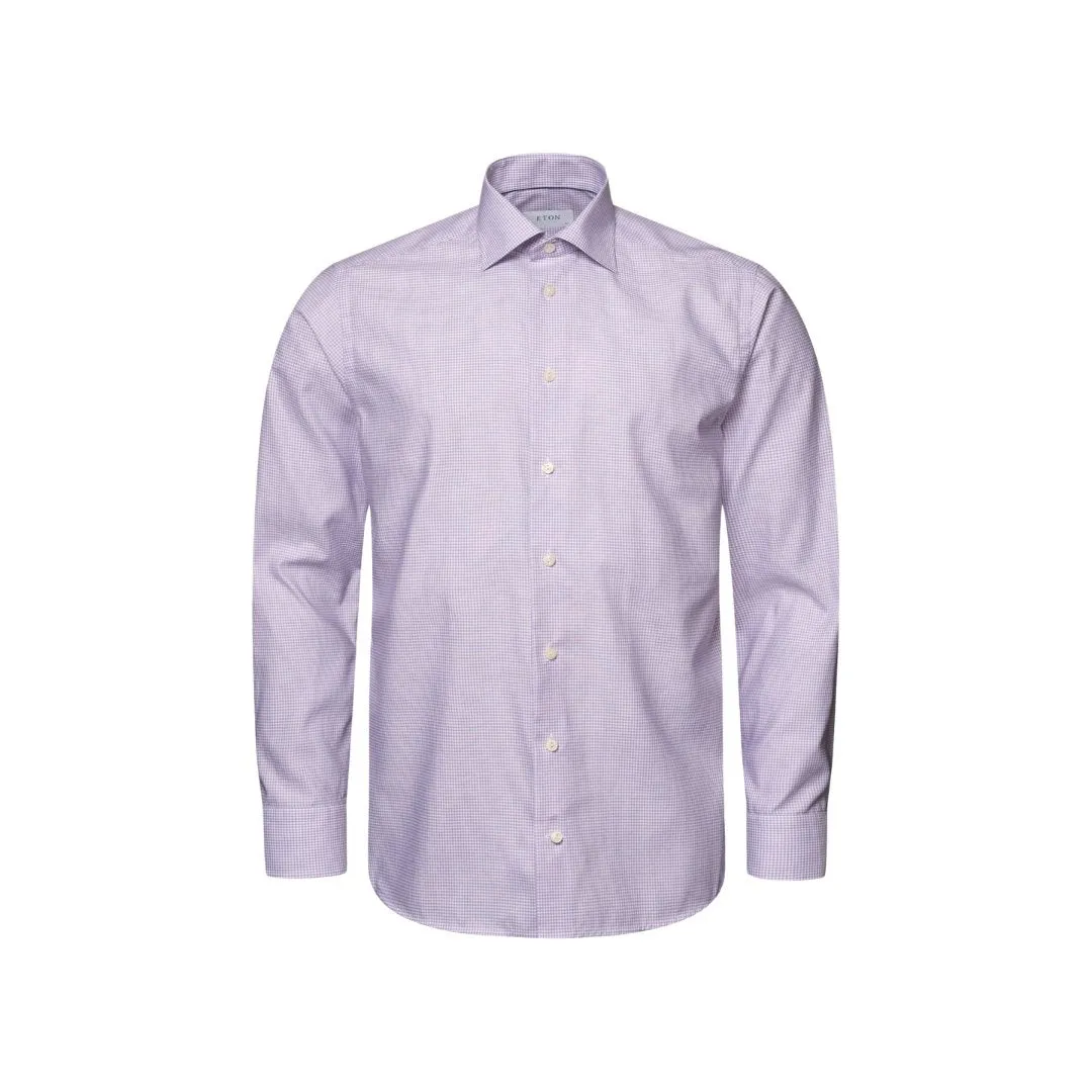 ETON Twill Shirt Micro Check Contemporary Fit PURPLE