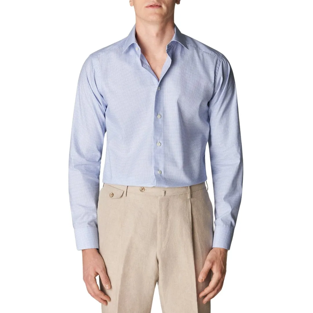 ETON Twill Shirt Micro Check Slim Fit MID BLUE