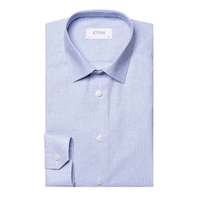 ETON Twill Shirt Micro Check Slim Fit MID BLUE