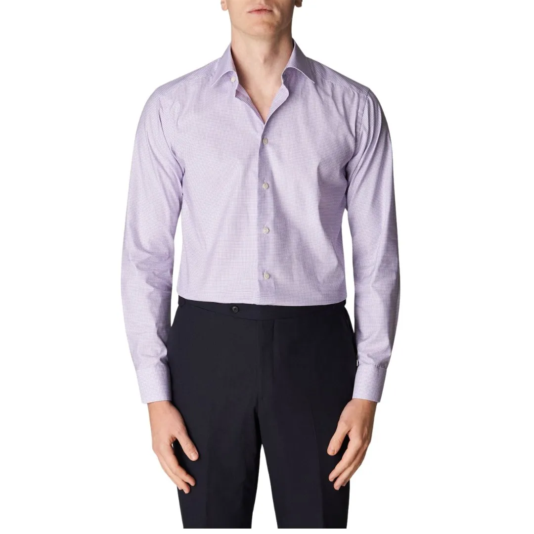 ETON Twill Shirt Micro Check Slim Fit PURPLE