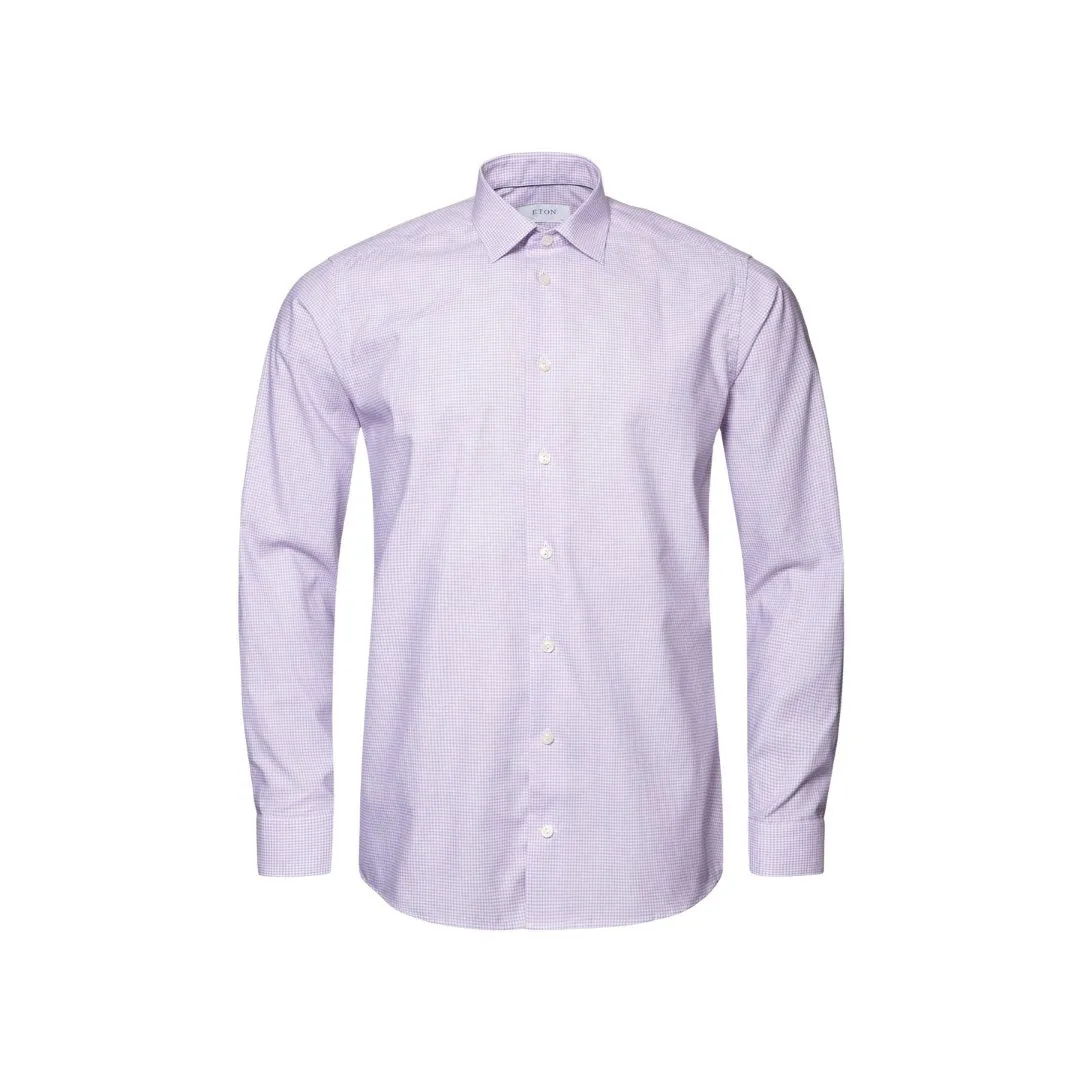 ETON Twill Shirt Micro Check Slim Fit PURPLE