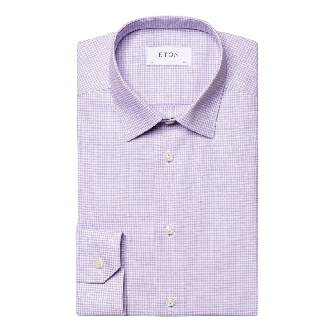 ETON Twill Shirt Micro Check Slim Fit PURPLE