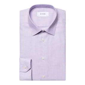 ETON Twill Shirt Micro Check Slim Fit PURPLE