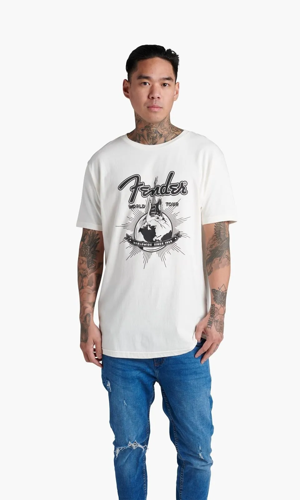 Fender World Tour T-Shirt, Vintage White