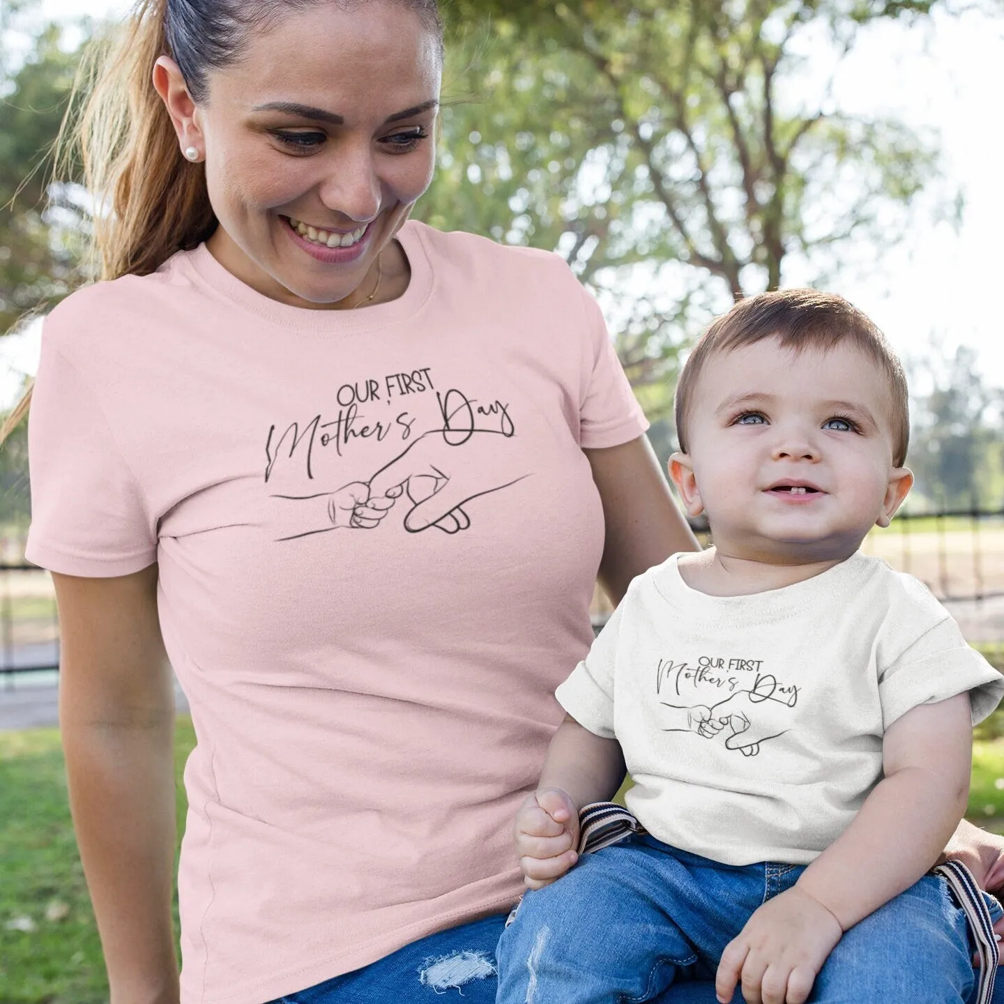 First Mother's Day T-Shirt, New Mom Gift, Baby Hand Print, Minimalist Mom Tee, Celebrate Motherhood, Mother's Day Present, Soft Cotton Top