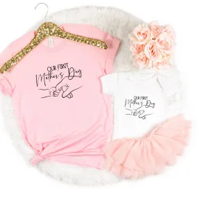 First Mother's Day T-Shirt, New Mom Gift, Baby Hand Print, Minimalist Mom Tee, Celebrate Motherhood, Mother's Day Present, Soft Cotton Top