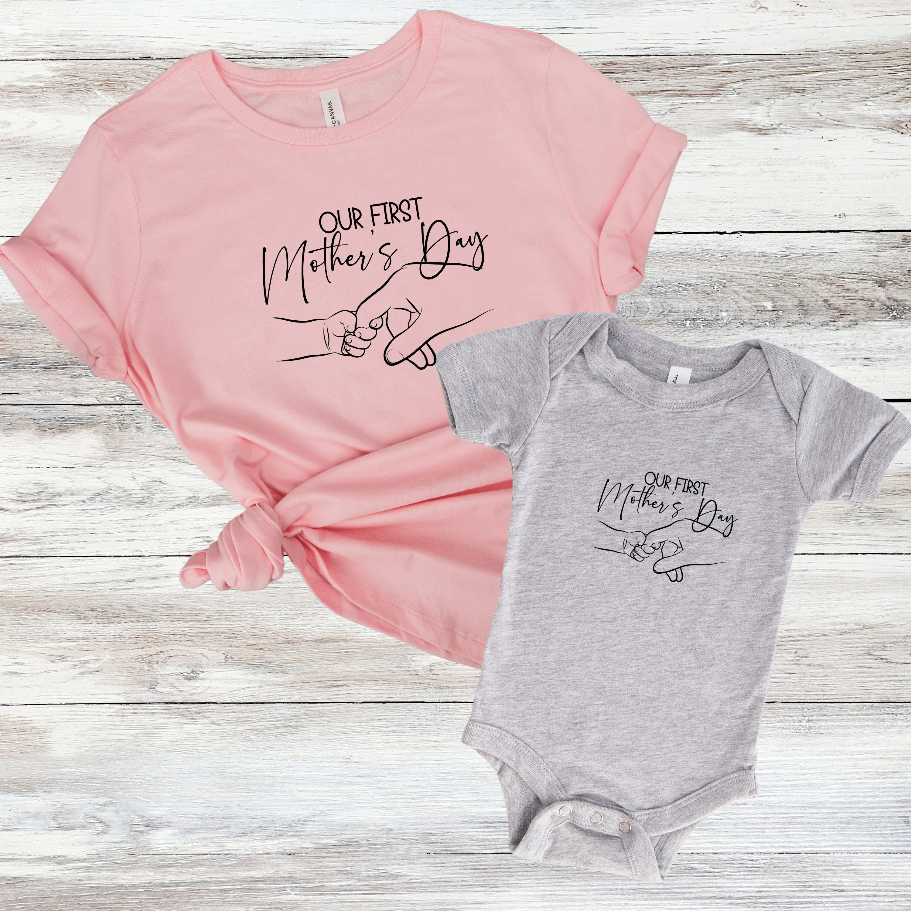 First Mother's Day T-Shirt, New Mom Gift, Baby Hand Print, Minimalist Mom Tee, Celebrate Motherhood, Mother's Day Present, Soft Cotton Top