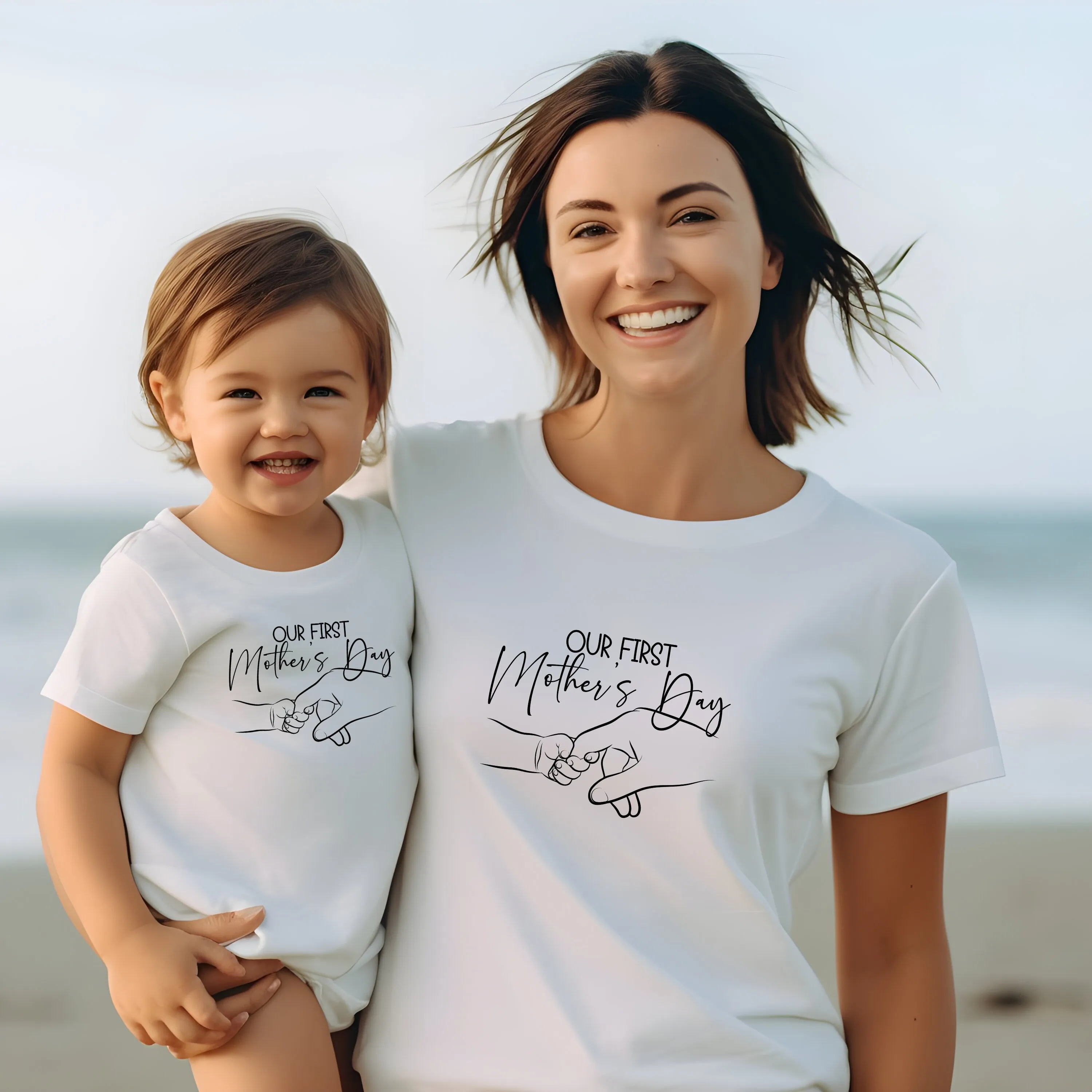 First Mother's Day T-Shirt, New Mom Gift, Baby Hand Print, Minimalist Mom Tee, Celebrate Motherhood, Mother's Day Present, Soft Cotton Top