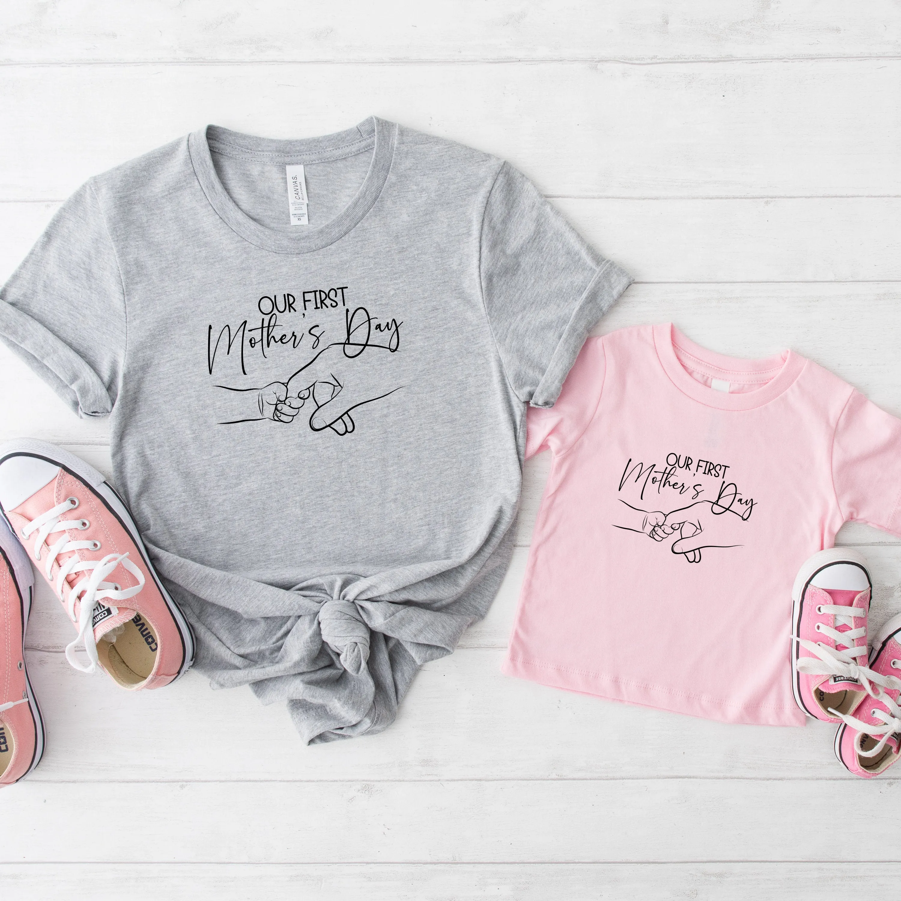 First Mother's Day T-Shirt, New Mom Gift, Baby Hand Print, Minimalist Mom Tee, Celebrate Motherhood, Mother's Day Present, Soft Cotton Top
