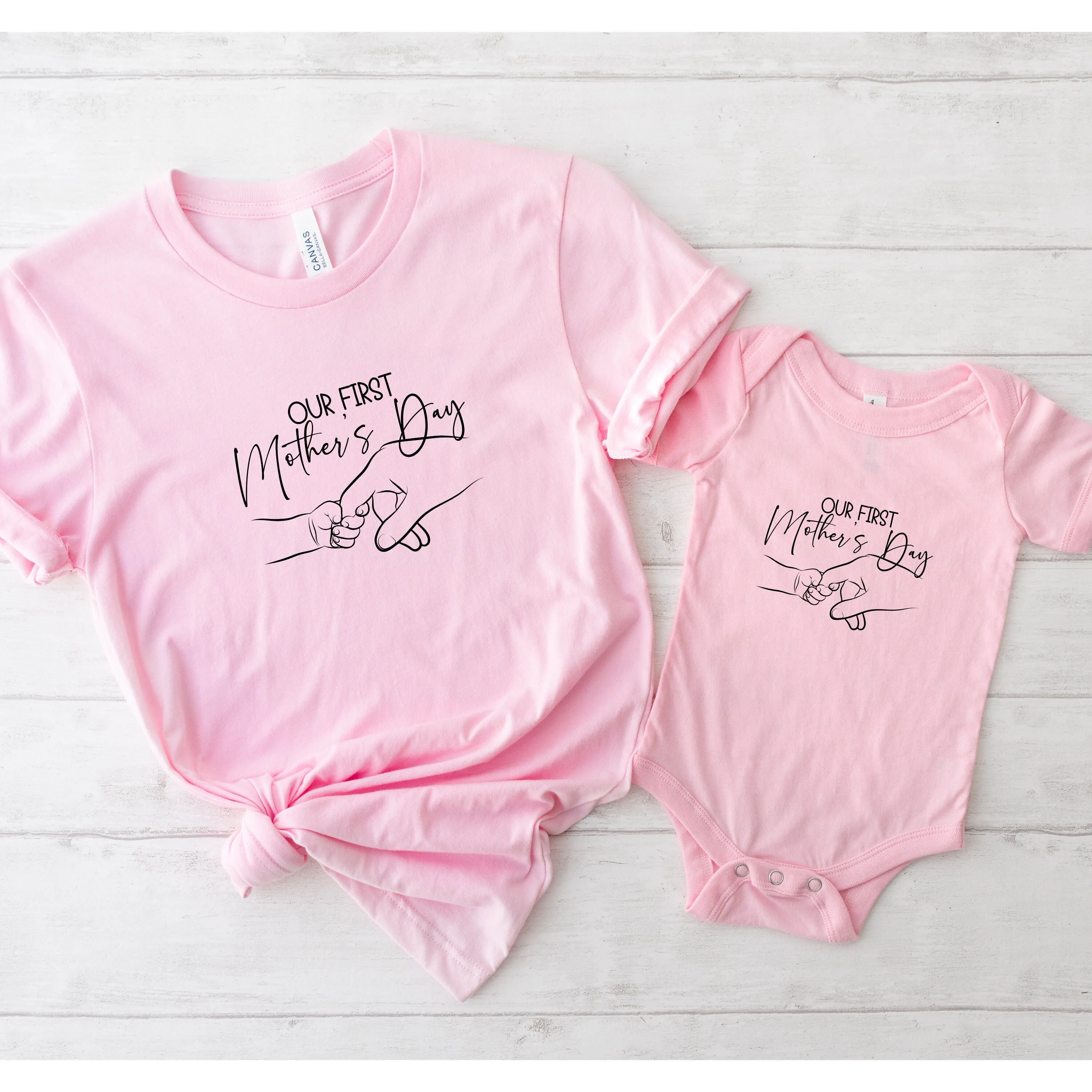 First Mother's Day T-Shirt, New Mom Gift, Baby Hand Print, Minimalist Mom Tee, Celebrate Motherhood, Mother's Day Present, Soft Cotton Top
