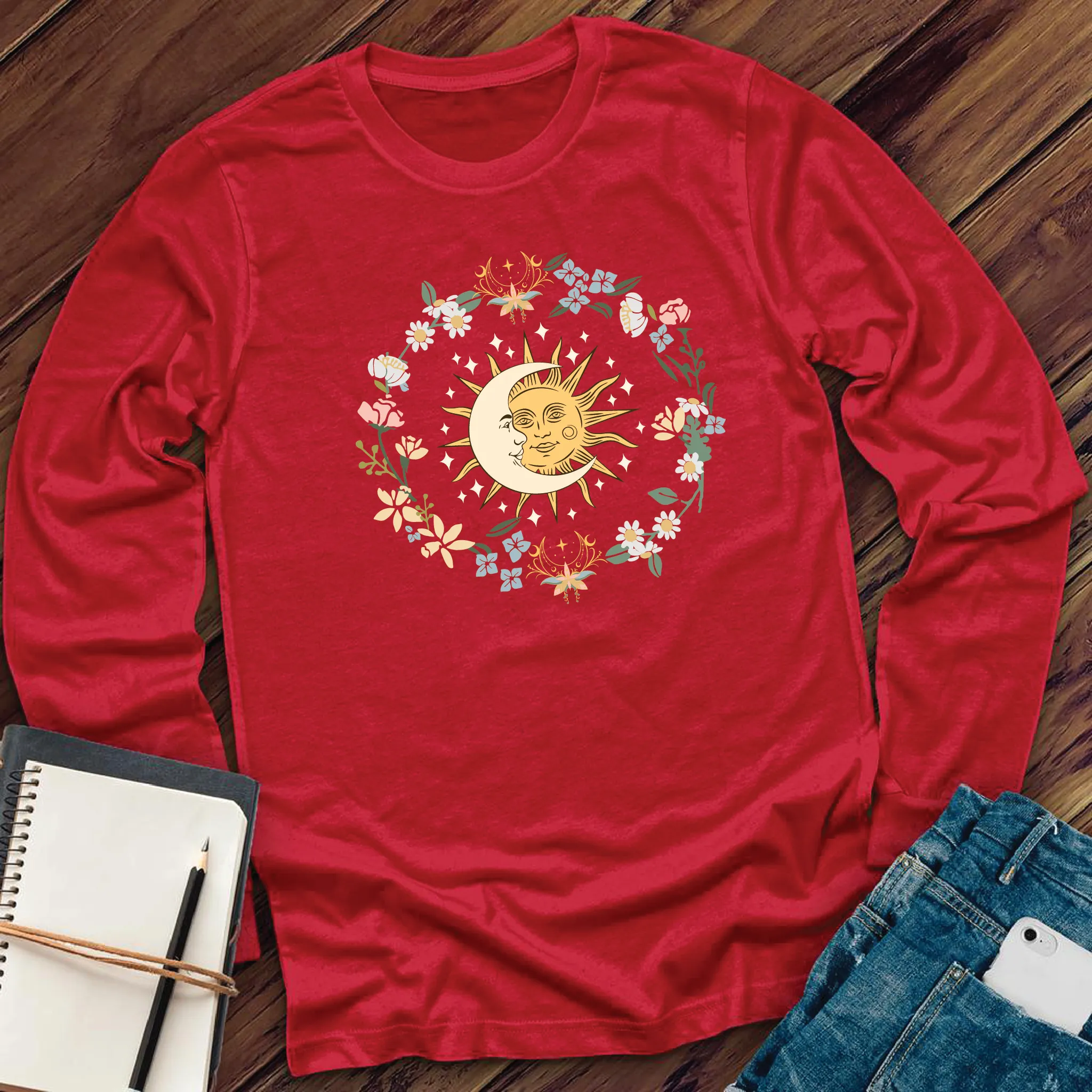 Floral Moon and Sun Long Sleeve