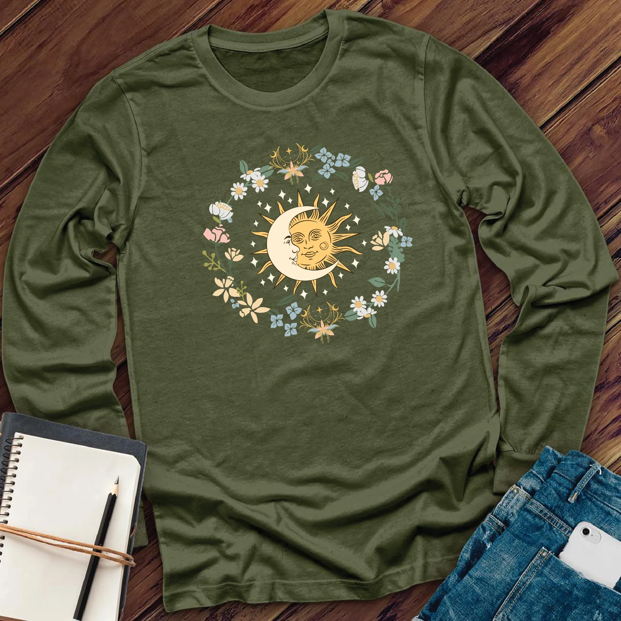 Floral Moon and Sun Long Sleeve