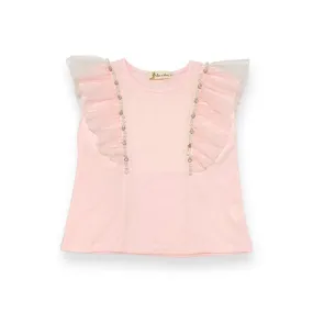 Flutter Slv Embellished Tee -pink