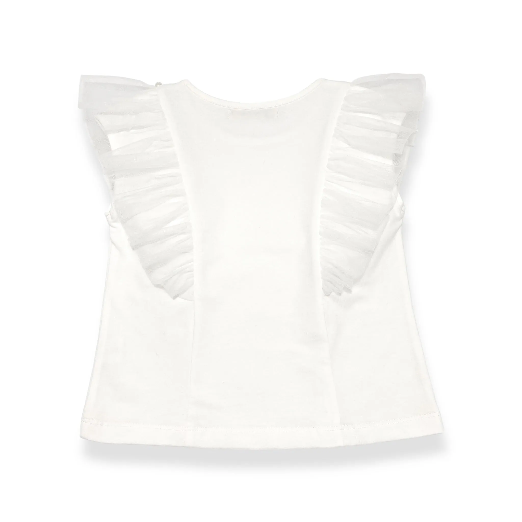 Flutter Slv Embellished Tee -white