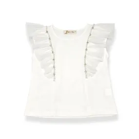 Flutter Slv Embellished Tee -white
