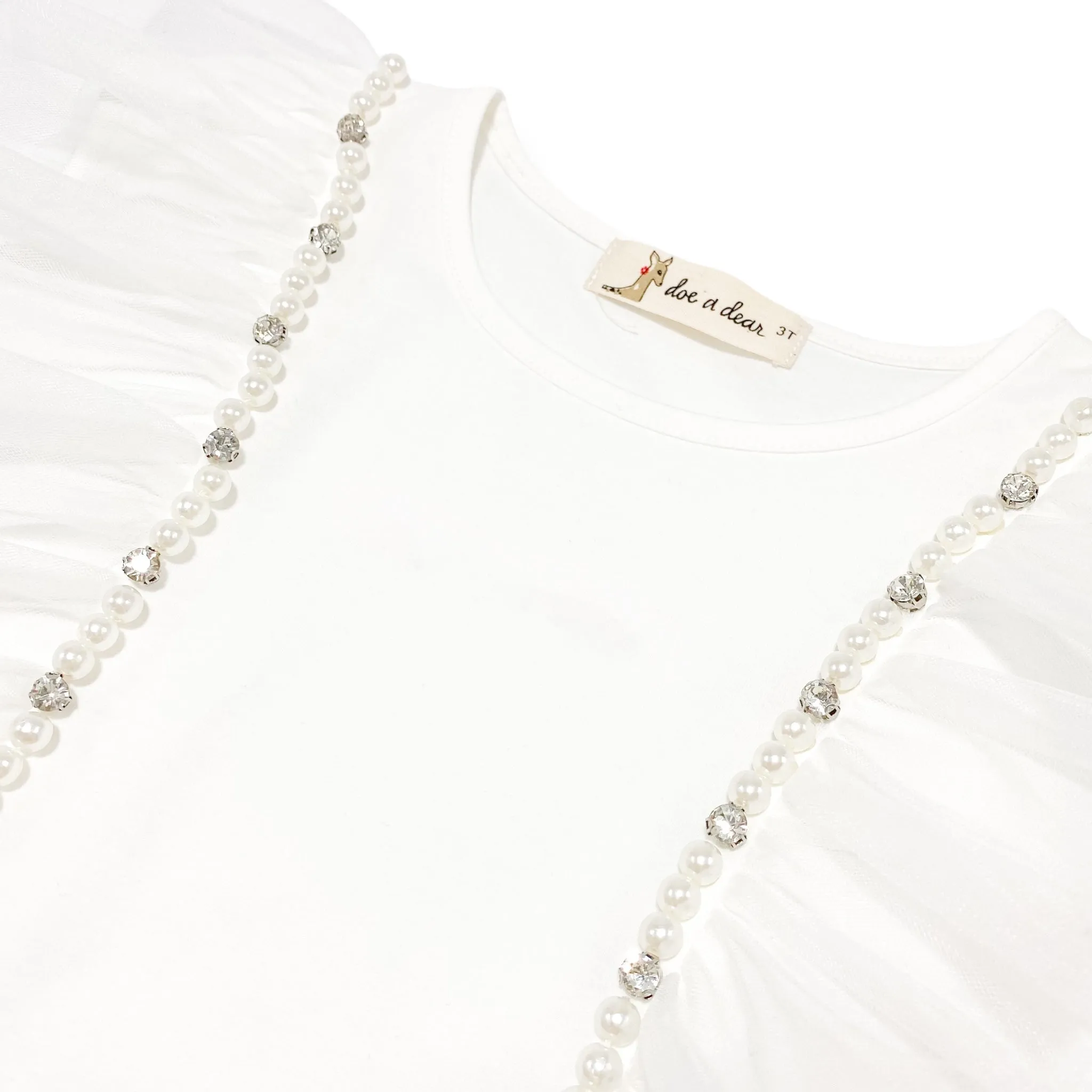 Flutter Slv Embellished Tee -white