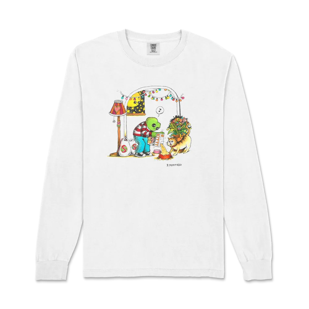 Froggy Kitty Crunch / White Long Sleeve