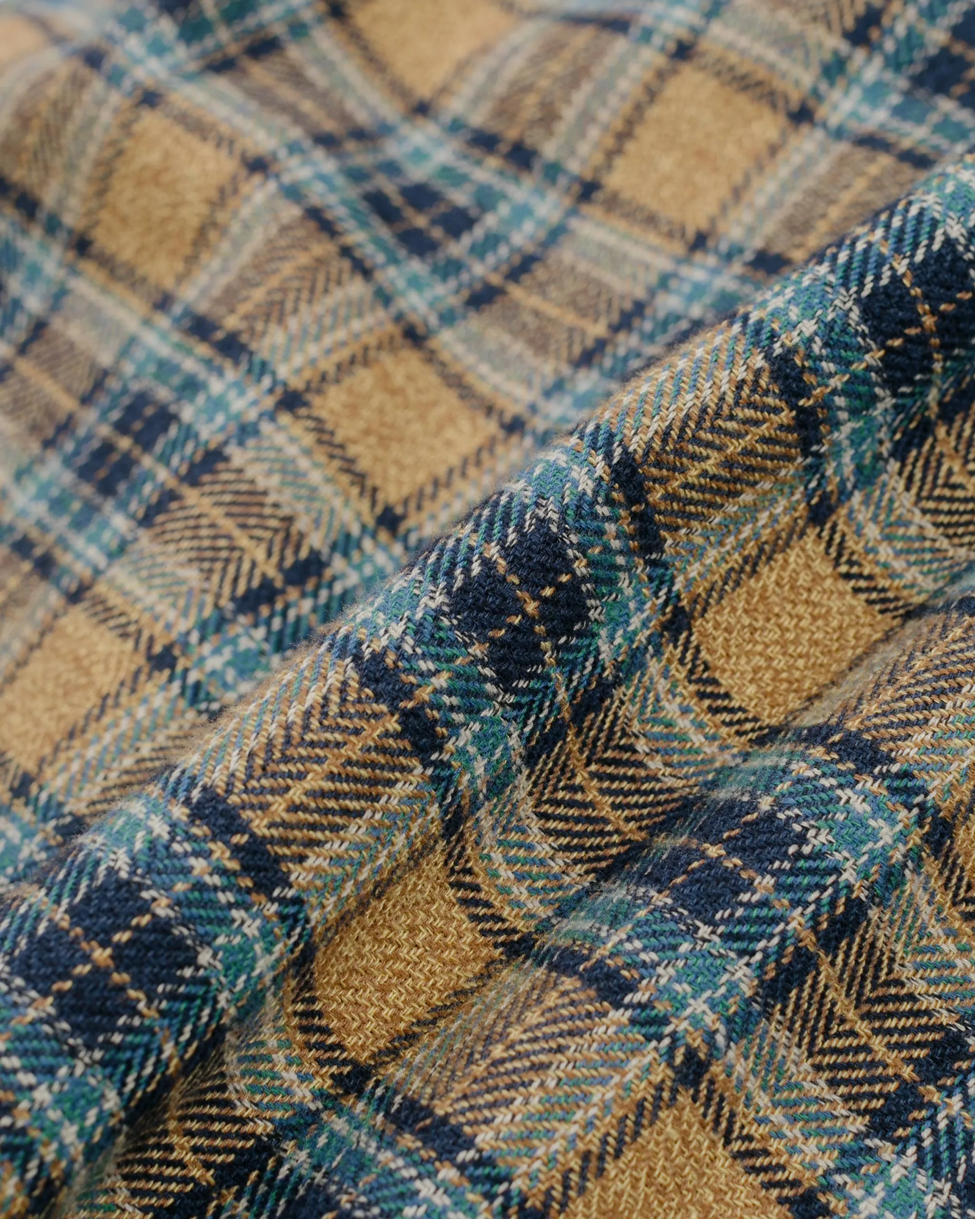 Gitman Vintage Bros. Tan Cotton Tweed Check Camp Shirt