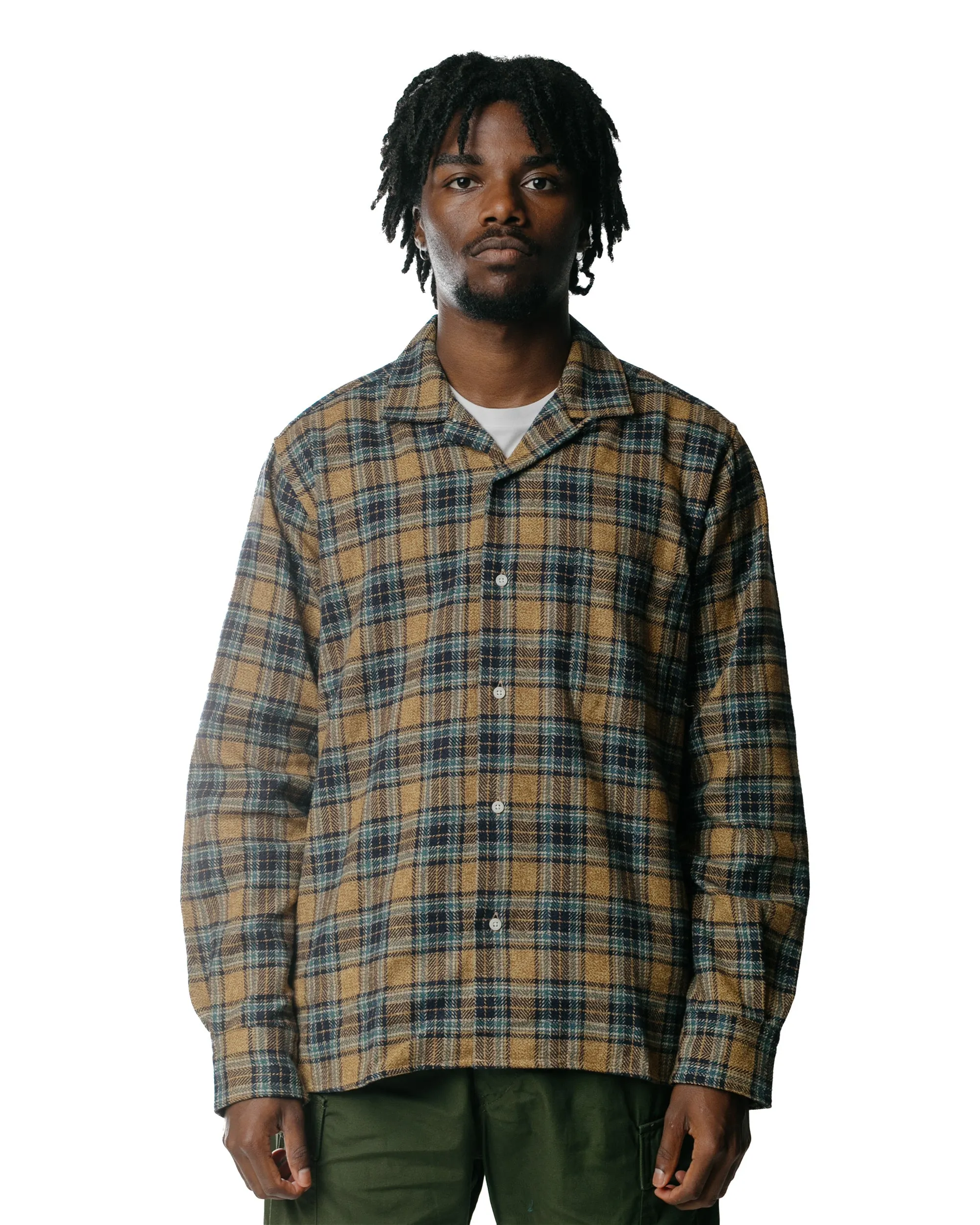 Gitman Vintage Bros. Tan Cotton Tweed Check Camp Shirt