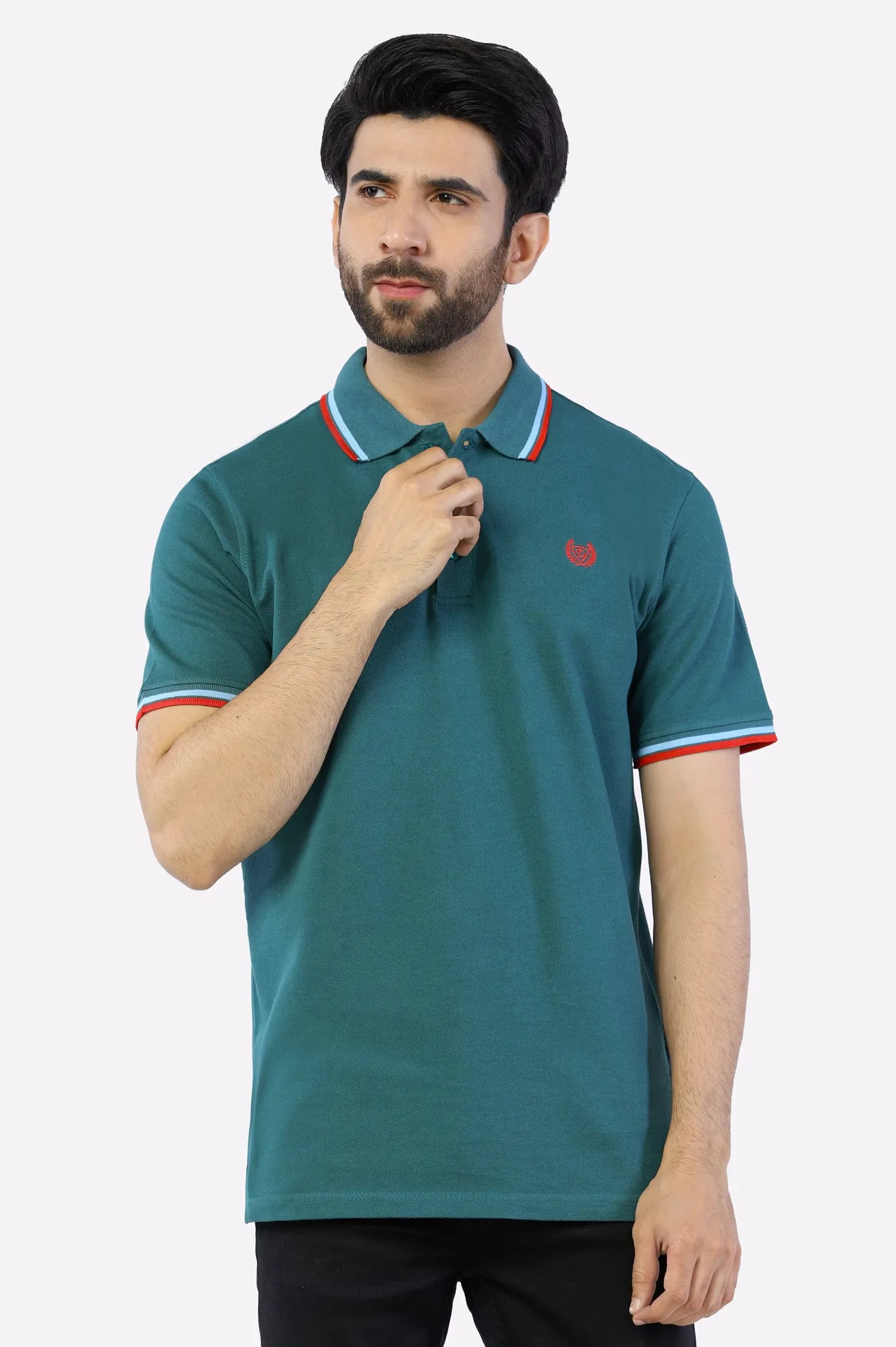 Green Jacquard Collar Polo