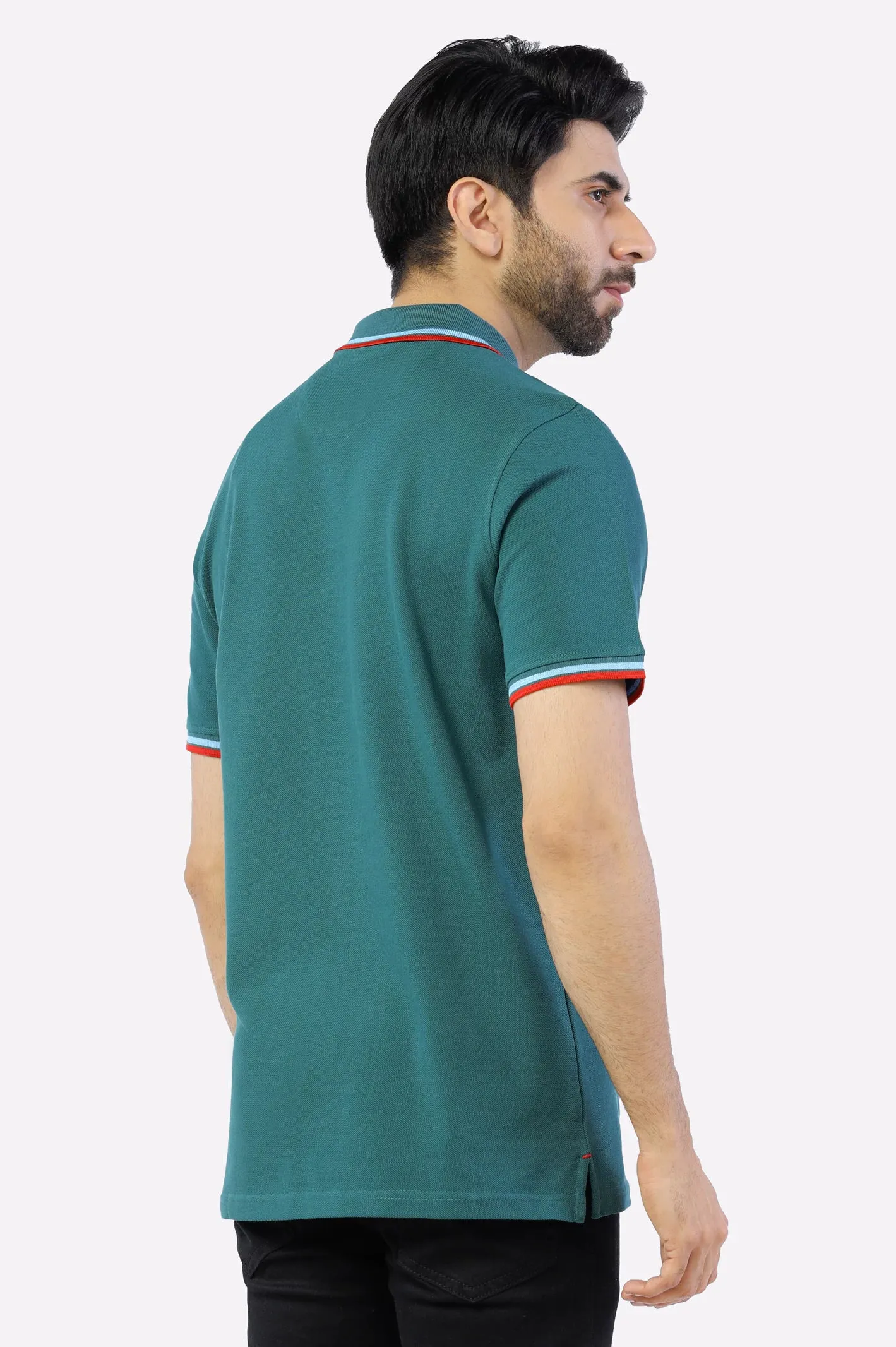 Green Jacquard Collar Polo