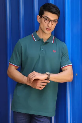 Green Jacquard Collar Polo
