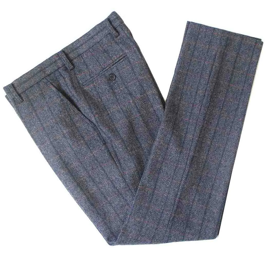 GREY WINDOWPANE HERRINGBONE TWEED 3 PIECE SUIT