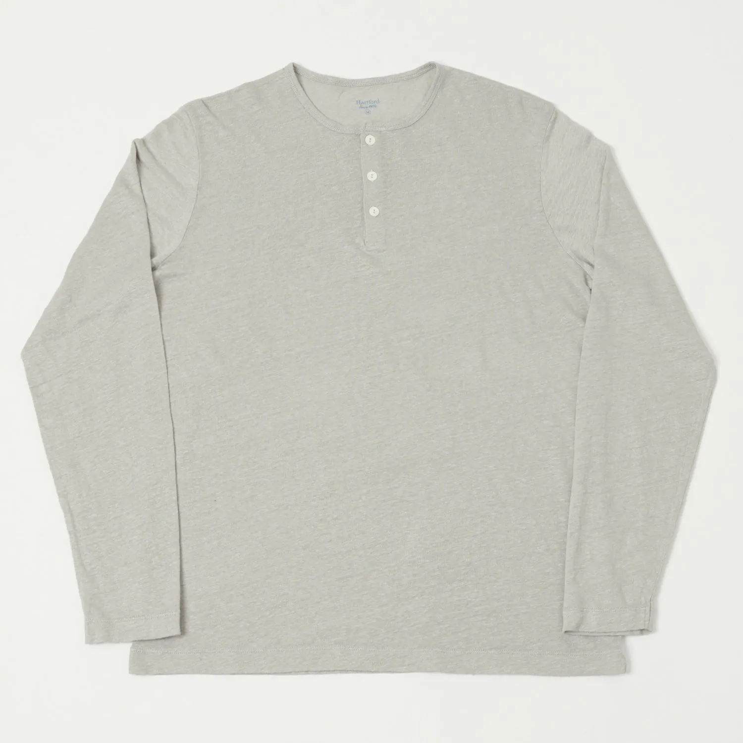 Hartford Linen Long Sleeve Henley Tee - Stone