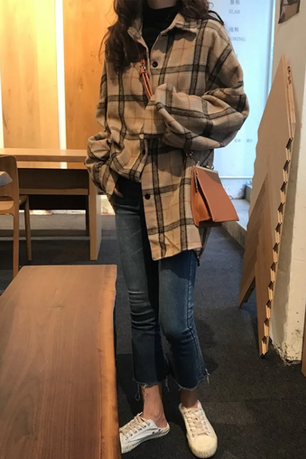 Heavy Pocket Tweed Plaid Shirt