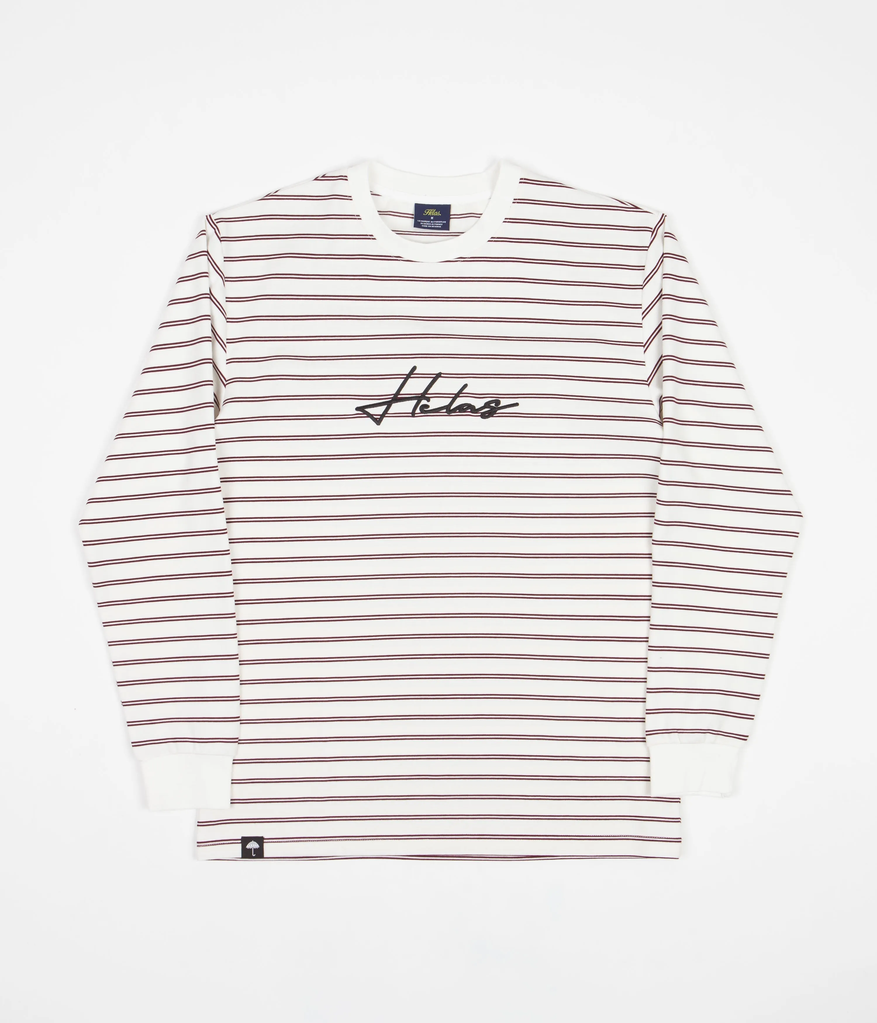 Helas Rayure Long Sleeve T-Shirt - White / Burgundy