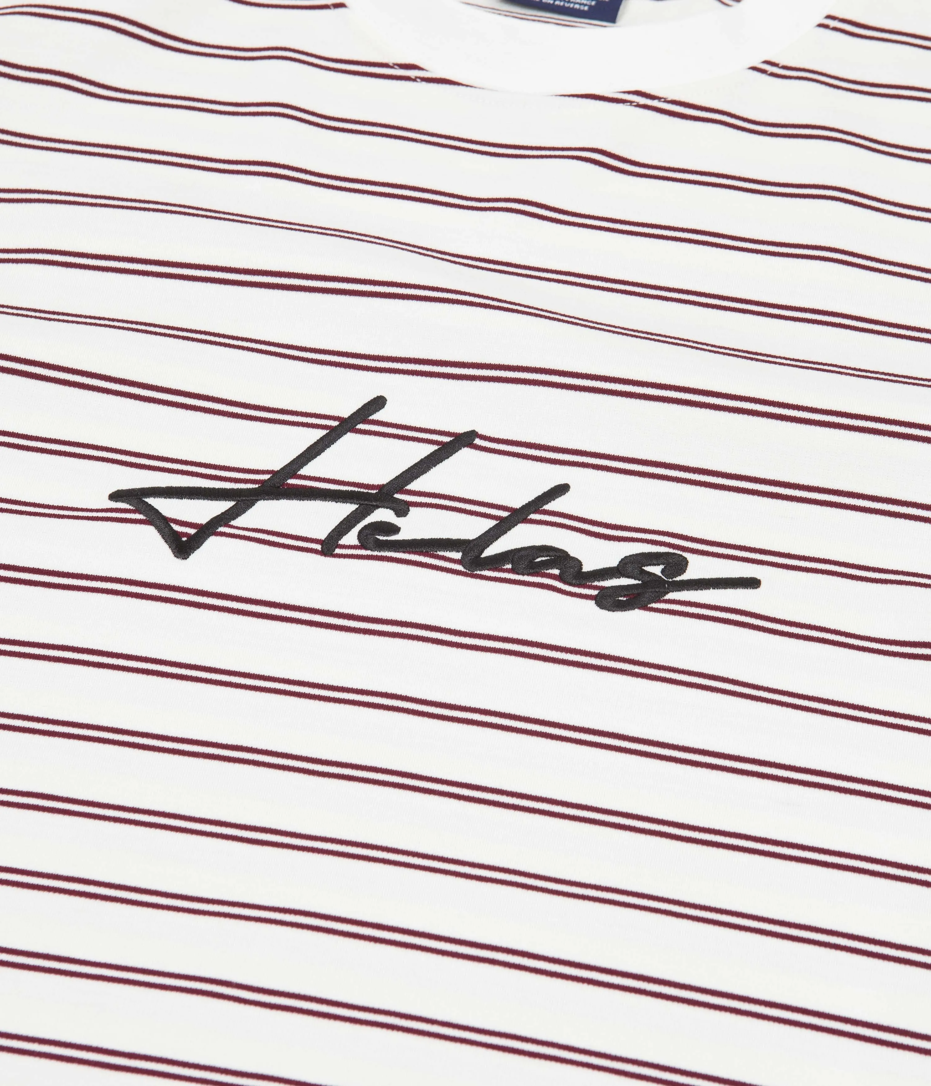 Helas Rayure Long Sleeve T-Shirt - White / Burgundy