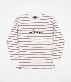 Helas Rayure Long Sleeve T-Shirt - White / Burgundy