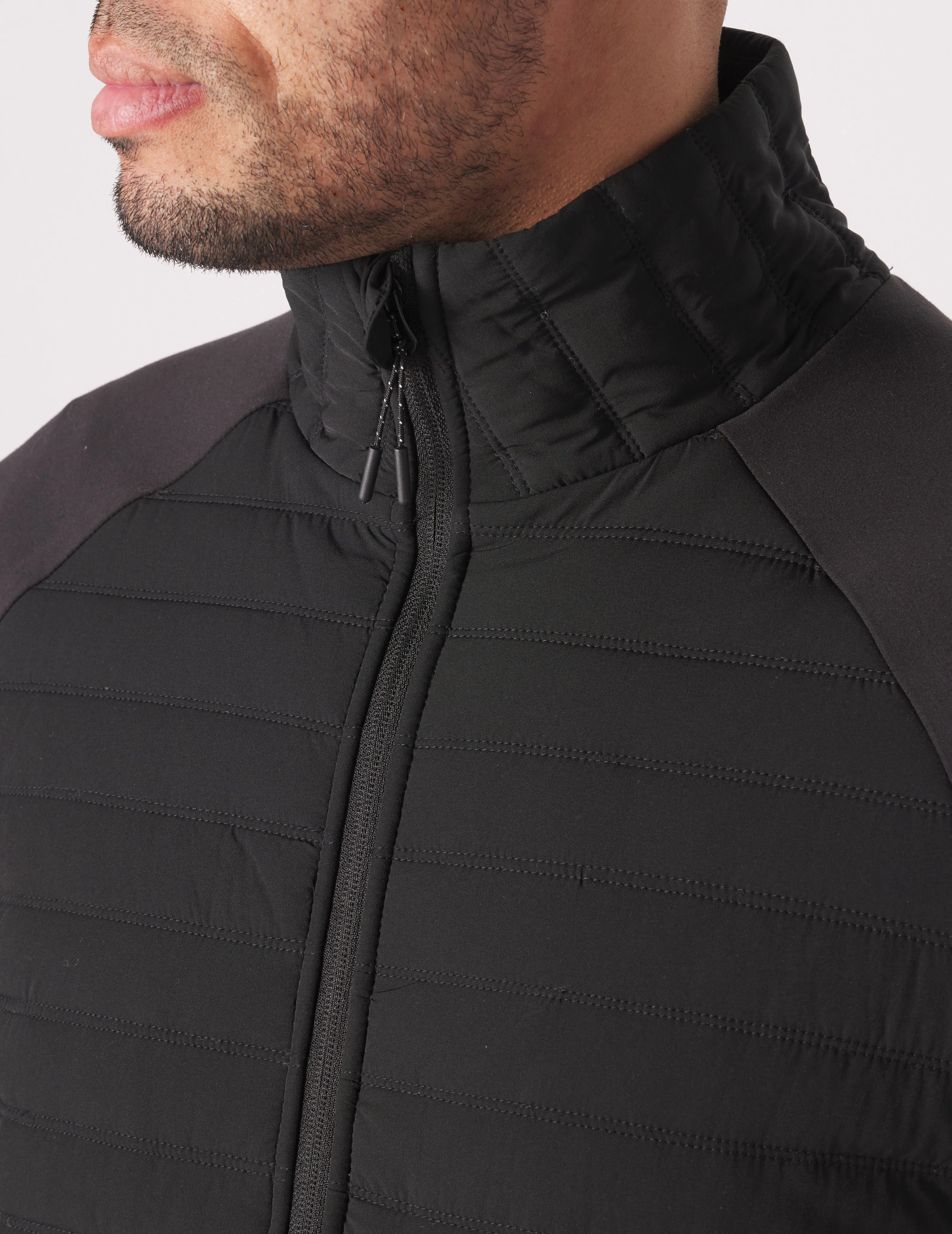 Hybrid Puffer Jacket: Black