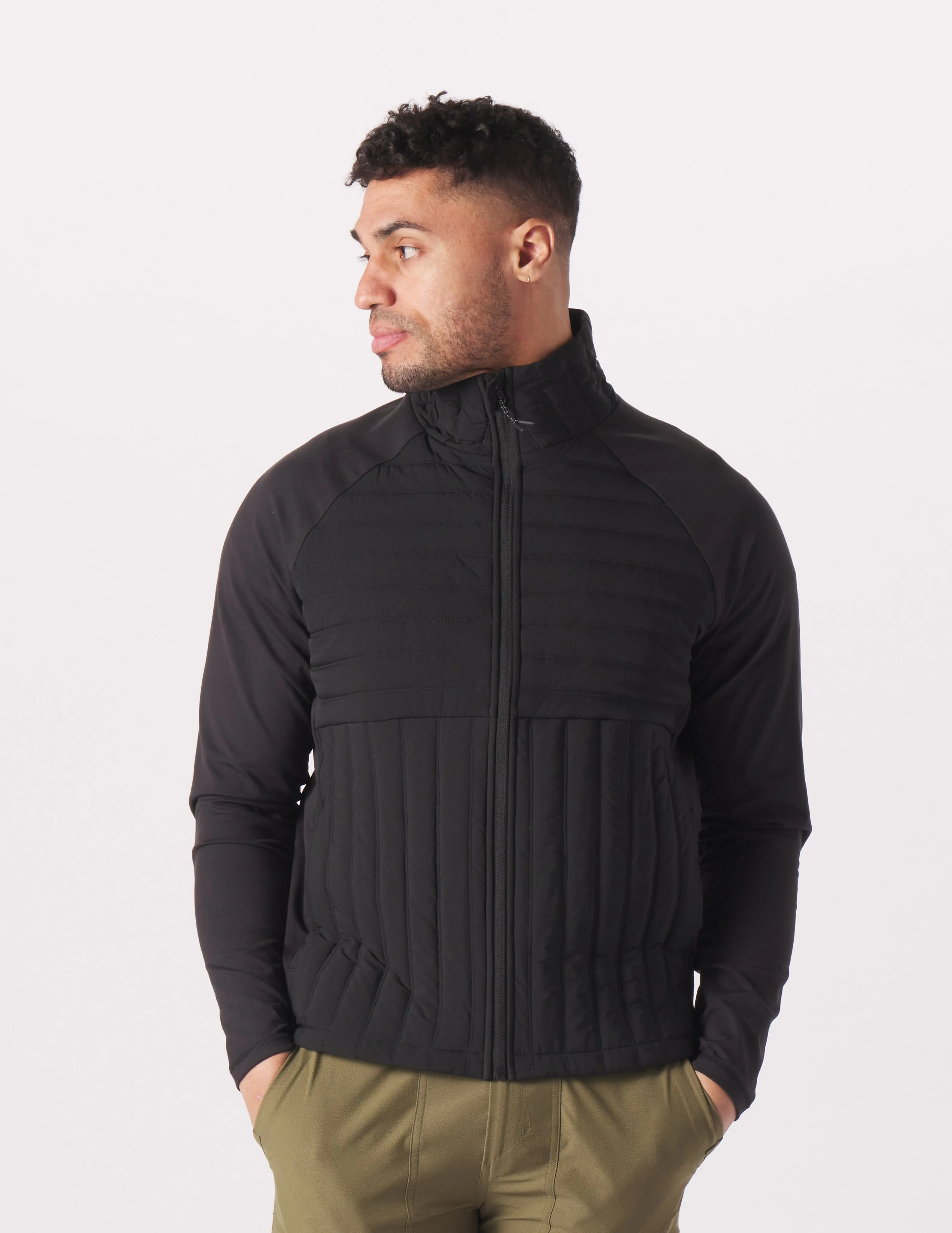 Hybrid Puffer Jacket: Black