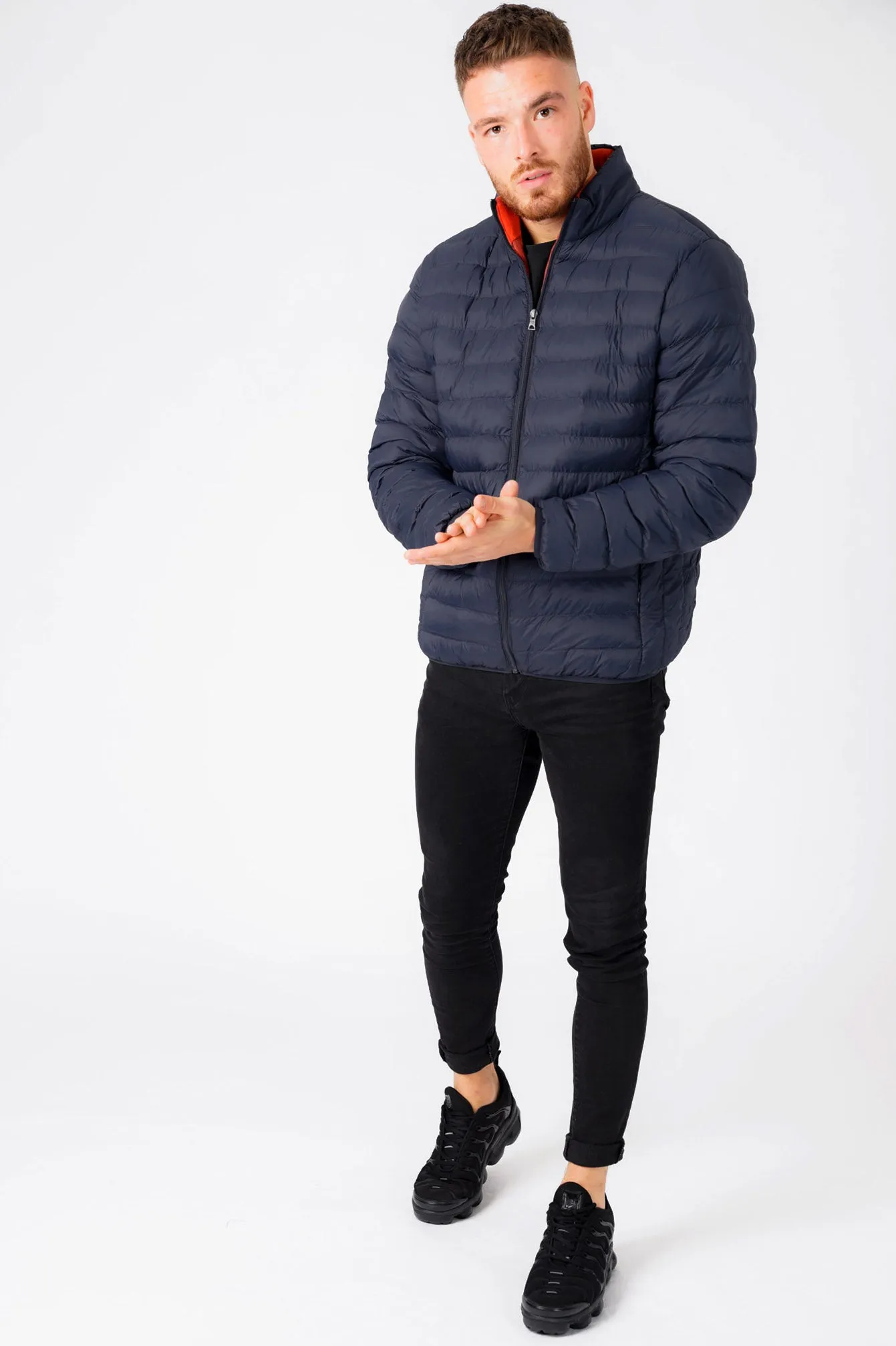 Inigo Funnel Neck Quilted Puffer Jacket in Mood Indigo - Tokyo Laundry