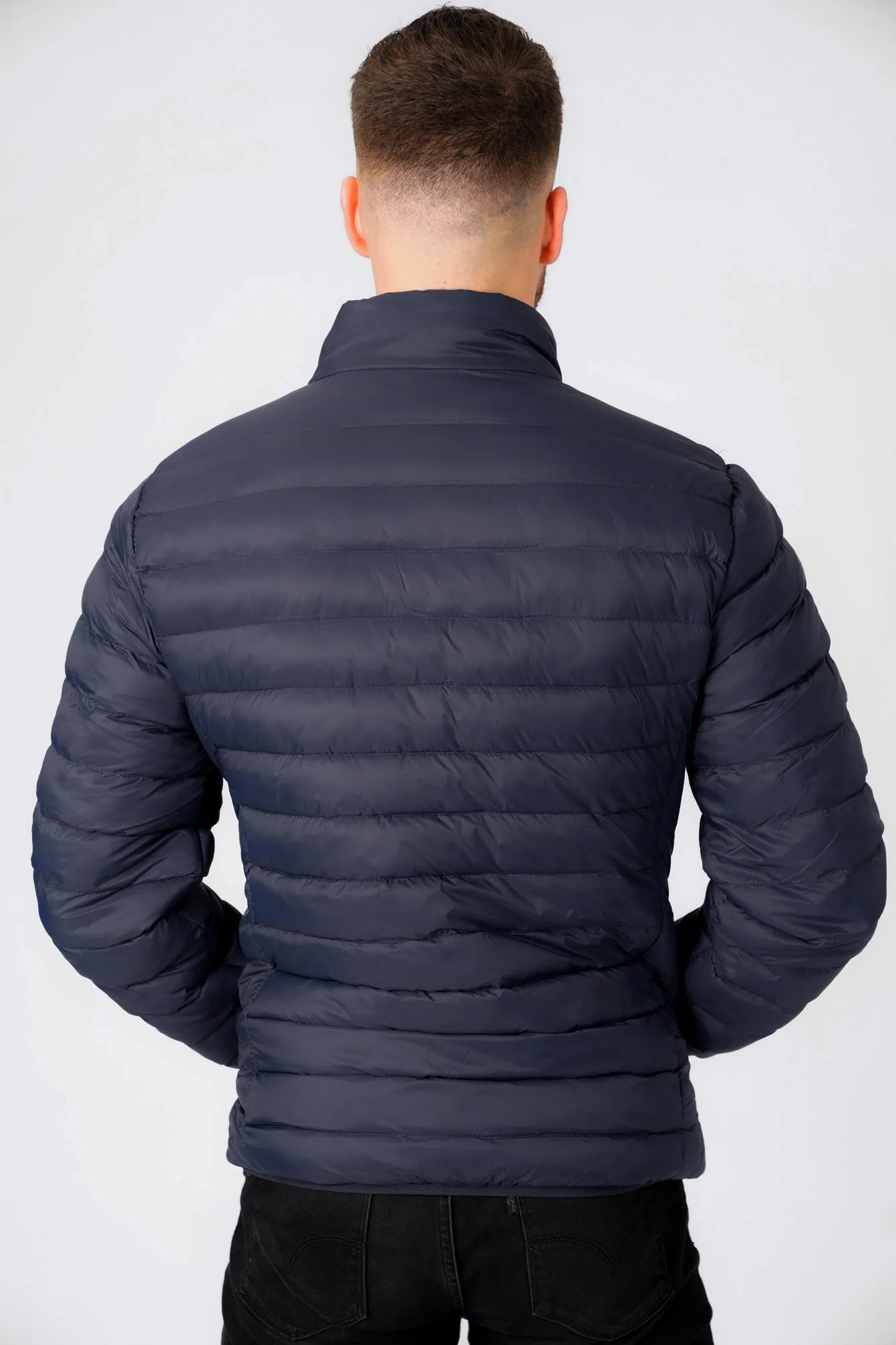 Inigo Funnel Neck Quilted Puffer Jacket in Mood Indigo - Tokyo Laundry