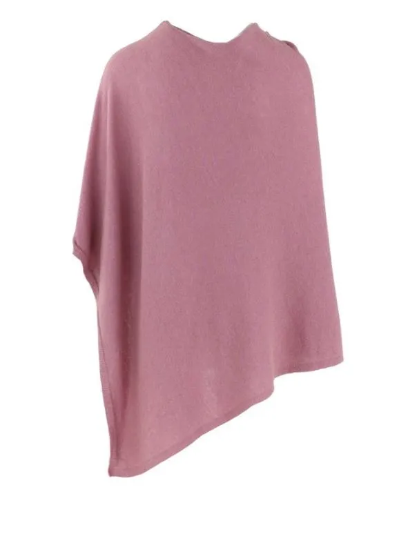 Italian Wool/Cashmere Rose Pink Poncho from Cadenza