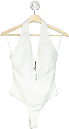 Karen Millen White Stretch Cotton Jersey Halter Bodysuit XS