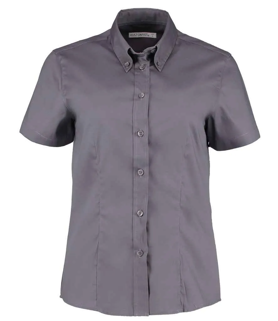 Kustom Kit Premium Short Sleeve Tailored Oxford Shirt (Ladies)