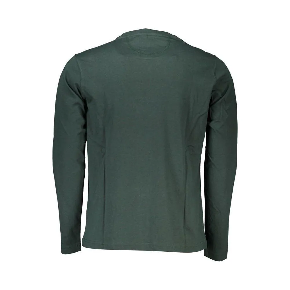 La Martina Elegant Green Embroidered Crew Neck Cotton Tee