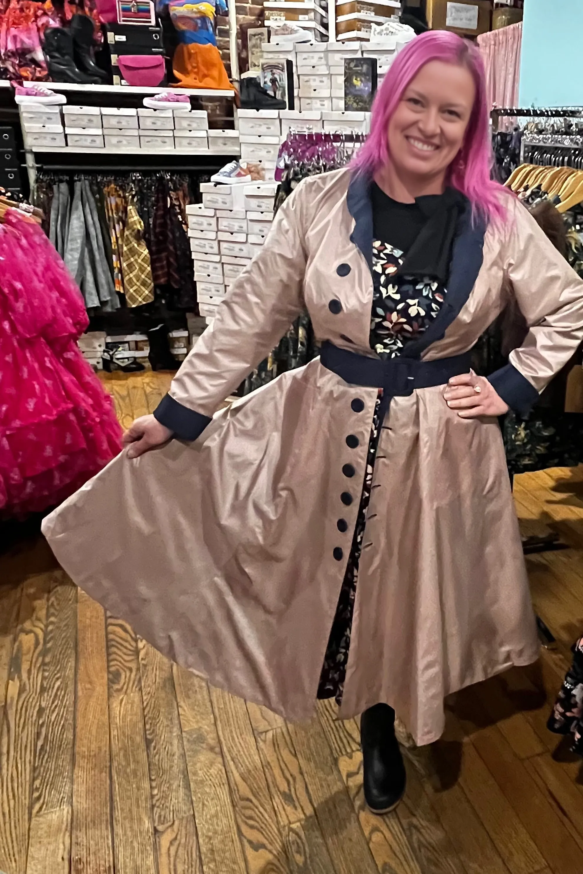 Laina-Lee Navy and Pink Reversible Water Repellent Coat by Miss Candyfloss