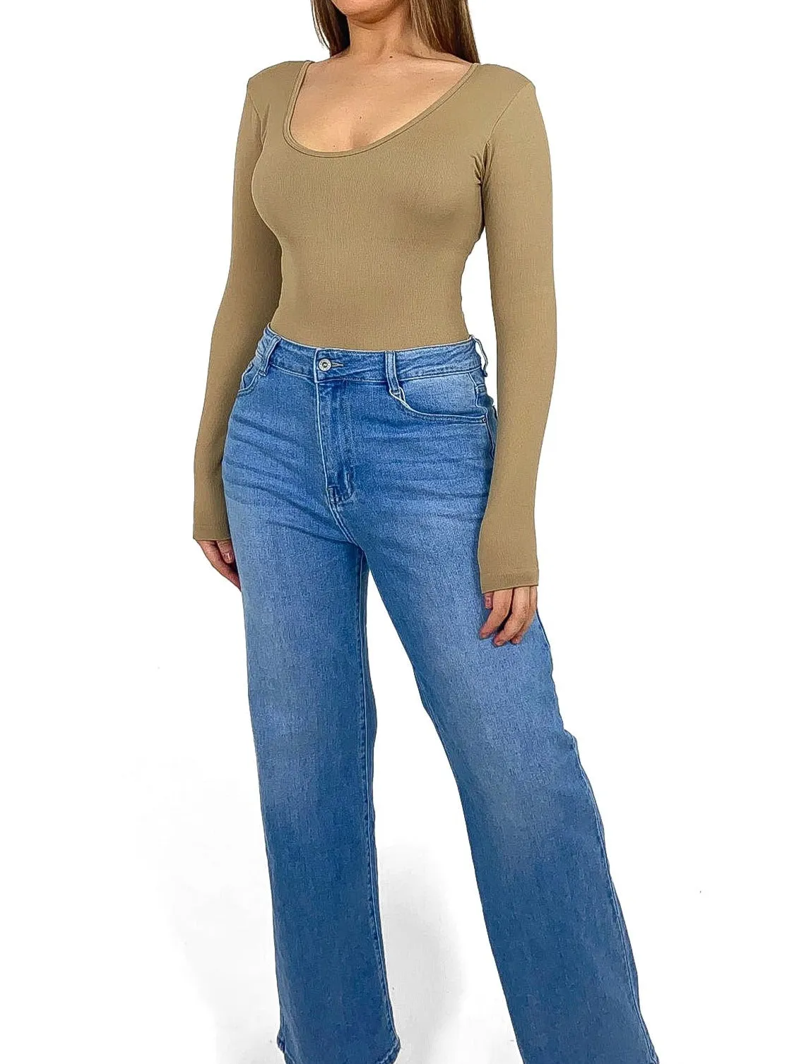 Long Sleeve Seamless Rib Detail Bodysuit