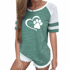 Love Dog Paw Print Top Shirt