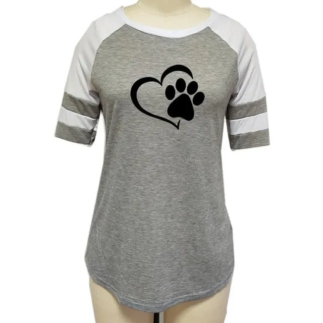 Love Dog Paw Print Top Shirt