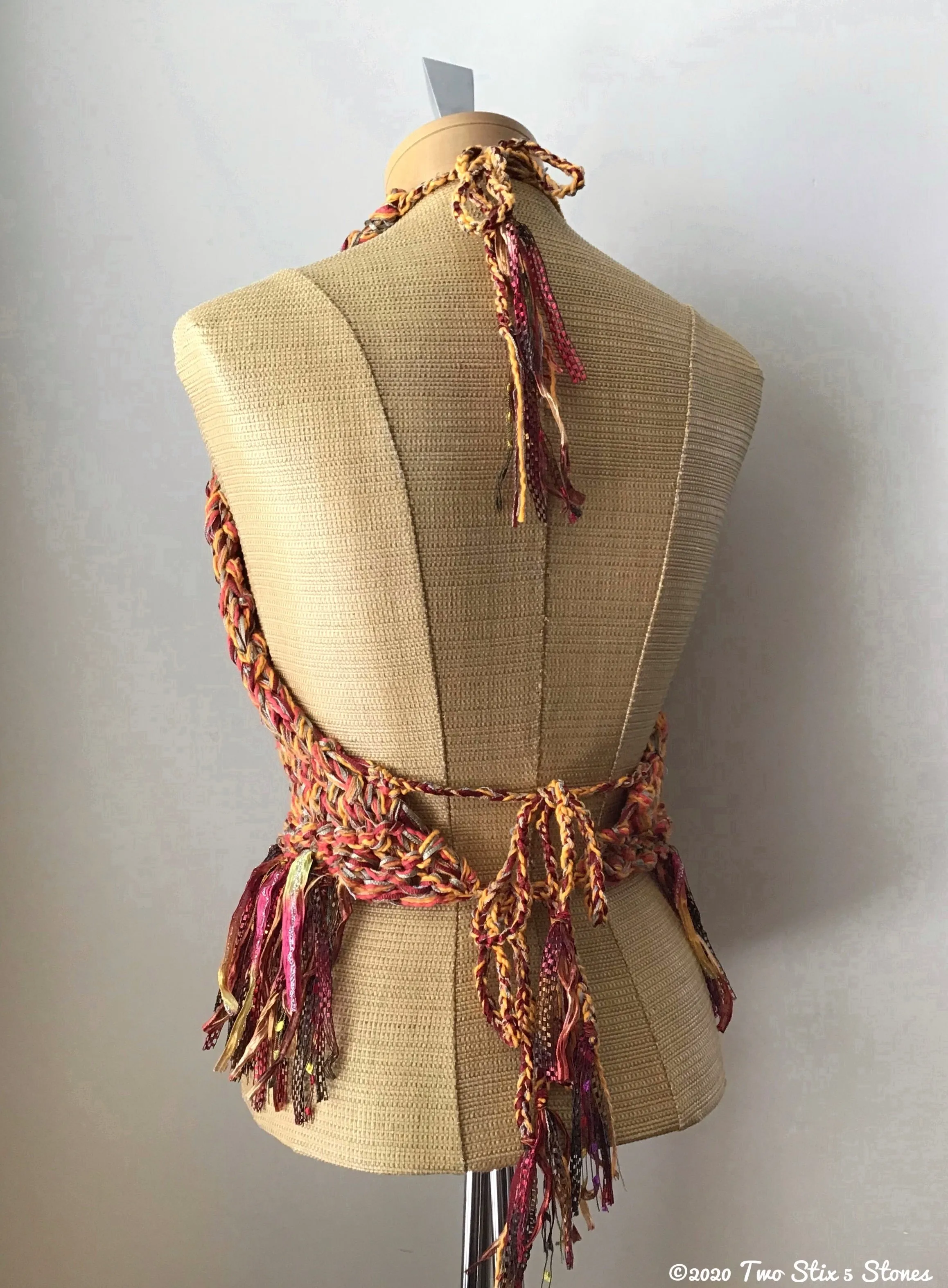 Luxe Fiesta Orange & Red Tweed Halter Top