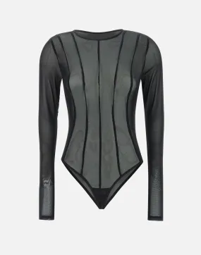 Lycra Black Long Sleeve Bodysuit