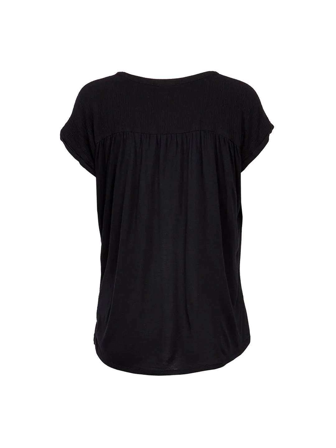 Maternity Henley Mixed Media Top in Black